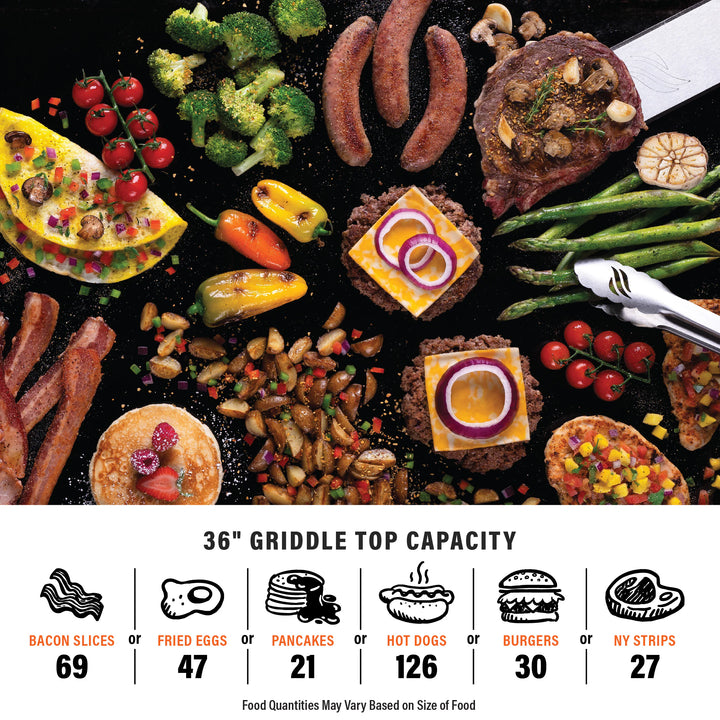 36In Culinary Cabinet Omnivore Griddle with Folding Prep Table 4 -Burner Liquid Propane Flat Top Grill