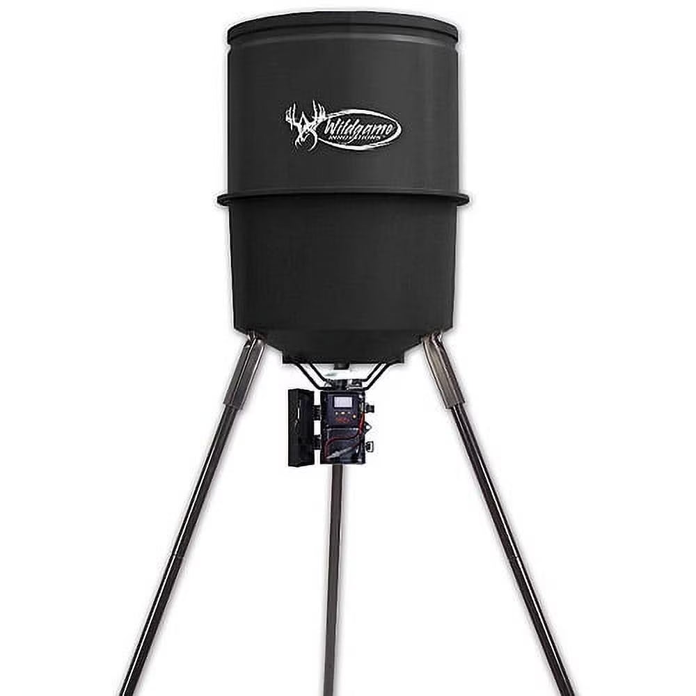 Quick-Set 270 Lb Game Feeder with Digital Timer | Durable Tripod Corn/Pellet Hunting Feeder with 1-4 Available Feed Times &amp; 30-Feet Radius