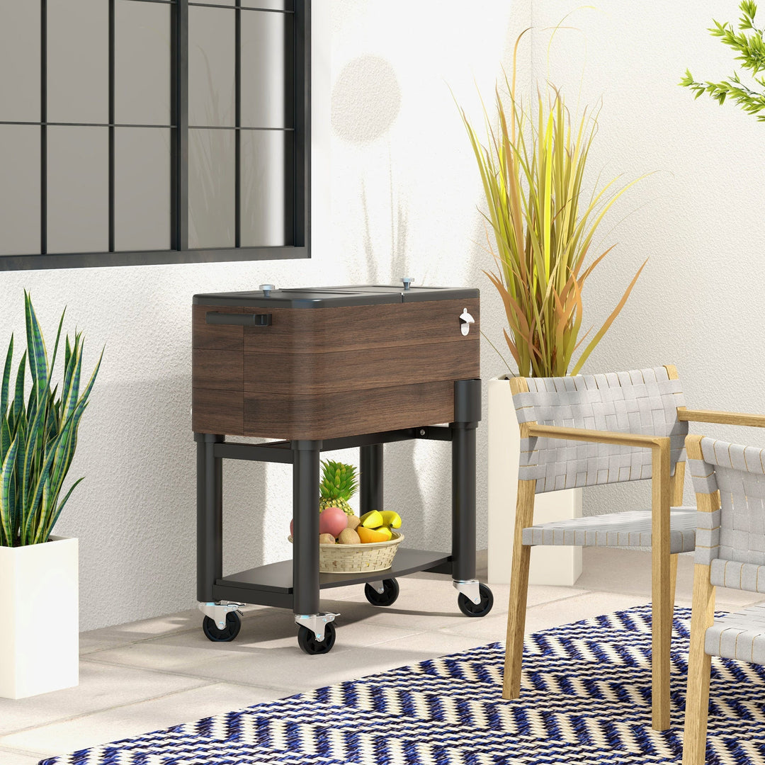 Outsunny Outdoor Cooler Cart, Rolling Beverage Ice Chest