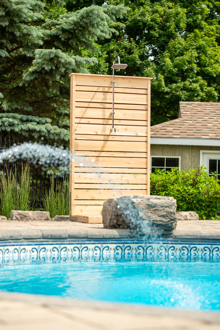 LeisureCraft CT Savannah Outdoor Shower installed