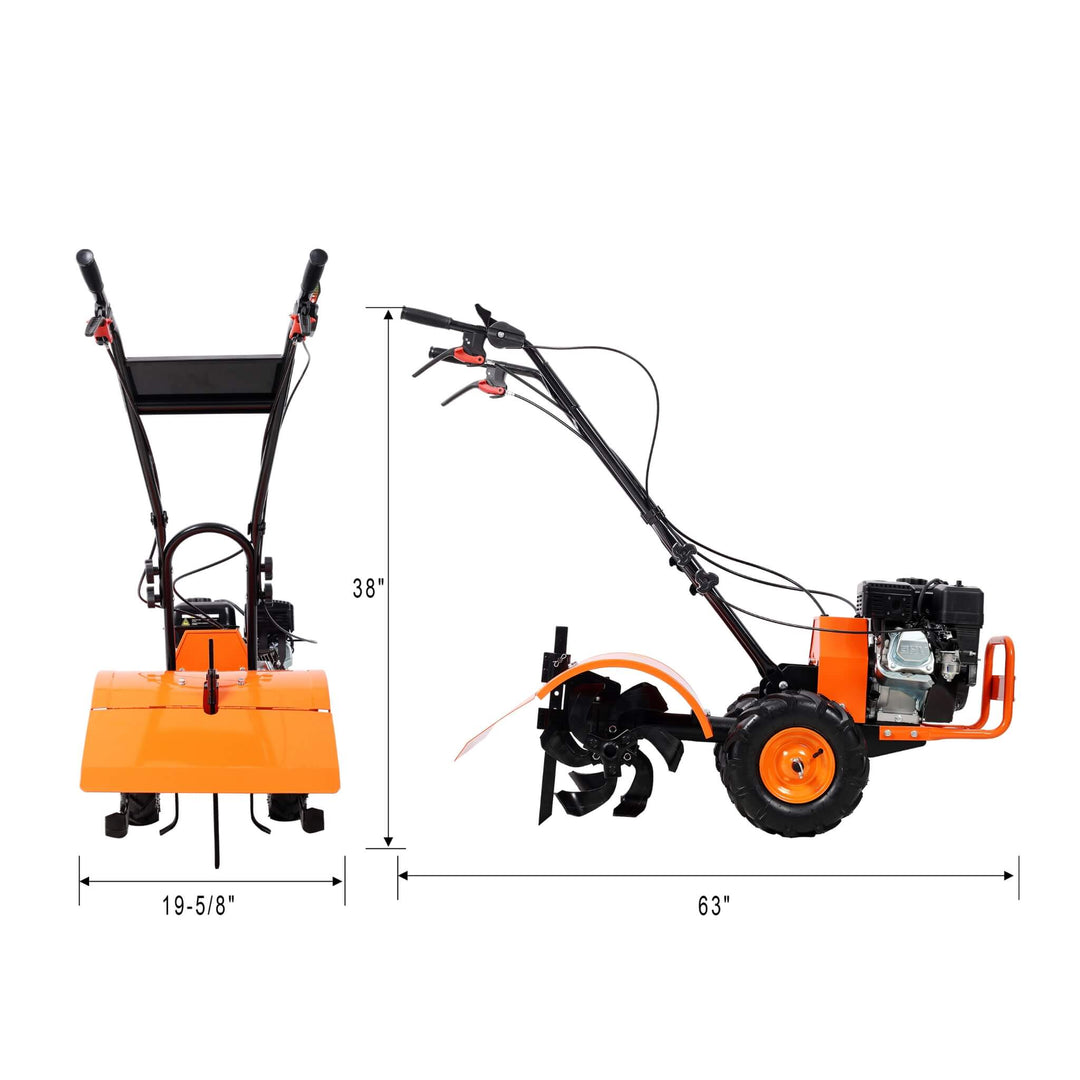 Heavy-Duty 7HP 212CC 20-Inch Rear Tine Power Tiller Gas Engine Garden Cultivator