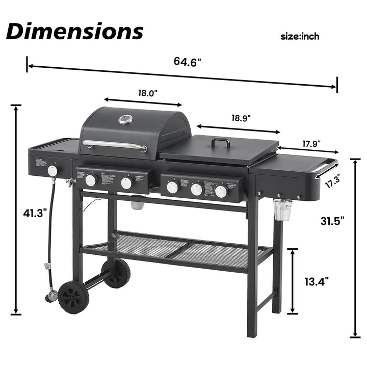 Castelle Flame Heavy-Duty All-In-One Outdoor 5-Burner 56K BTU Liquid Propane Grill (SAK57124)