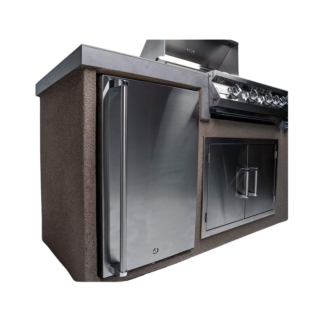 KoKoMo Grills 7FT Straight BBQ Island With Built-In BBQ And Refrigerator (SAK46187)