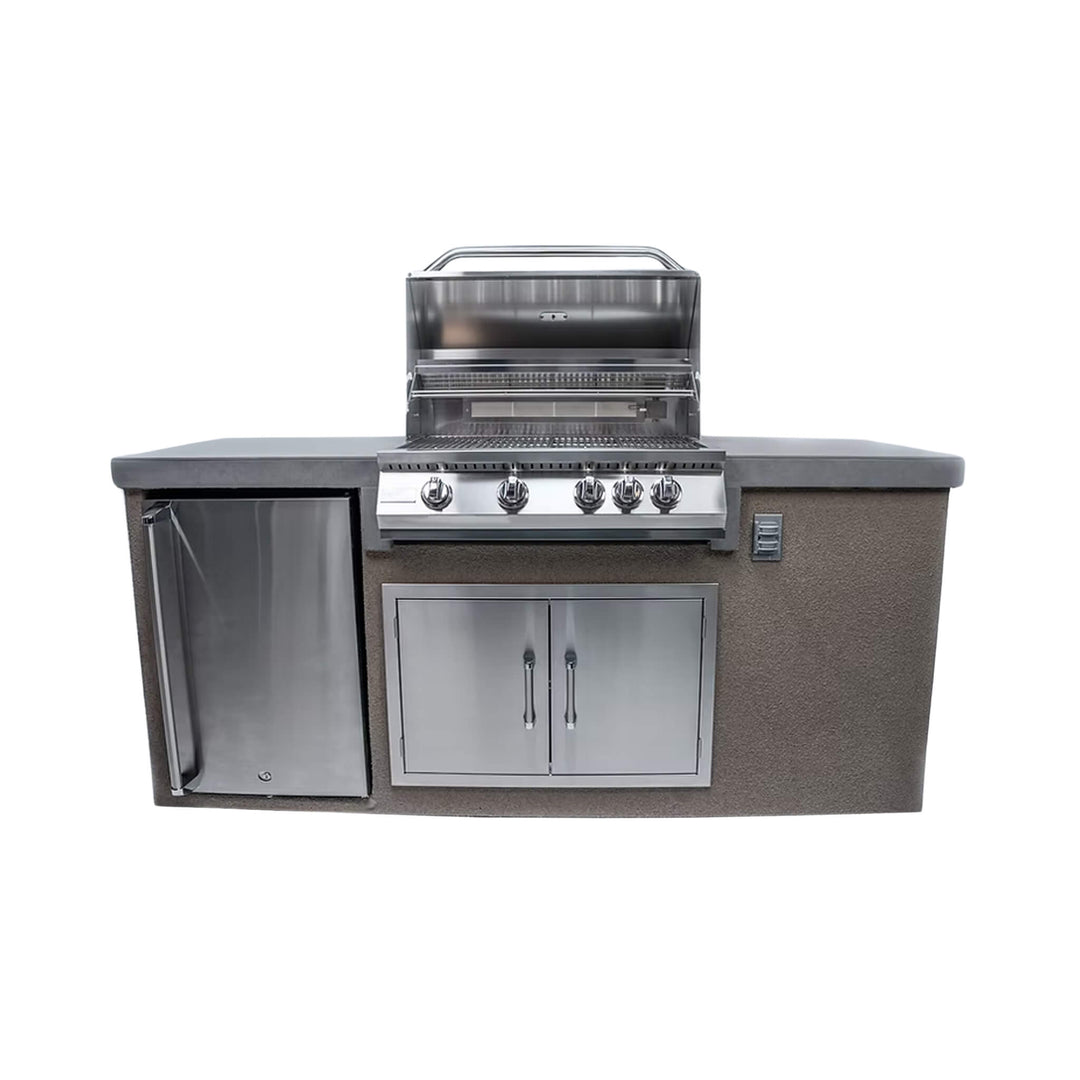 KoKoMo Grills 7FT Straight BBQ Island With Built-In BBQ And Refrigerator (SAK46187)