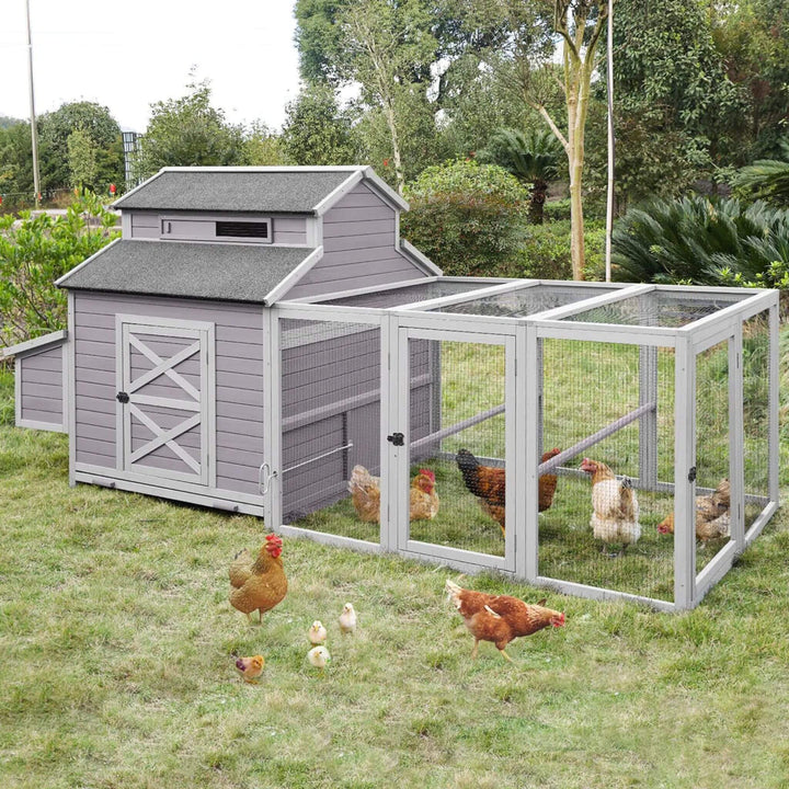 Large 115-Inch Portable Chicken Coop With Run And Nesting Boxes [8-10 Chickens]