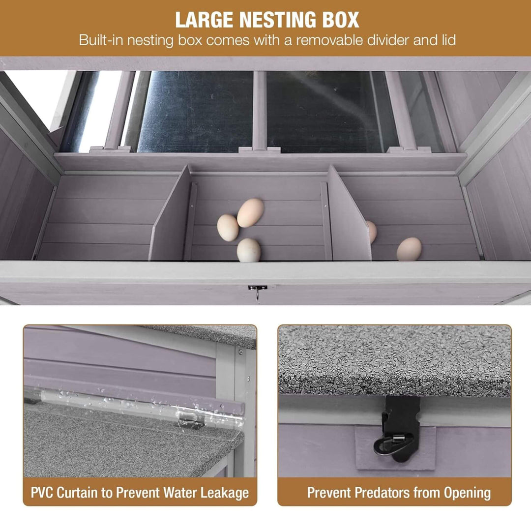Large 115-Inch Portable Chicken Coop With Run And Nesting Boxes [8-10 Chickens]
