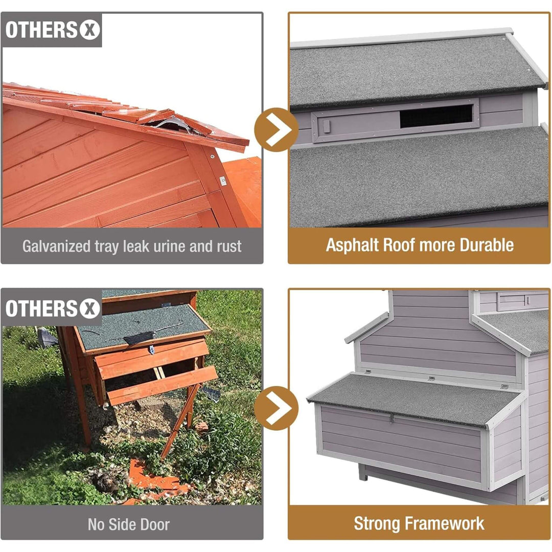Large 115-Inch Portable Chicken Coop With Run And Nesting Boxes [8-10 Chickens]