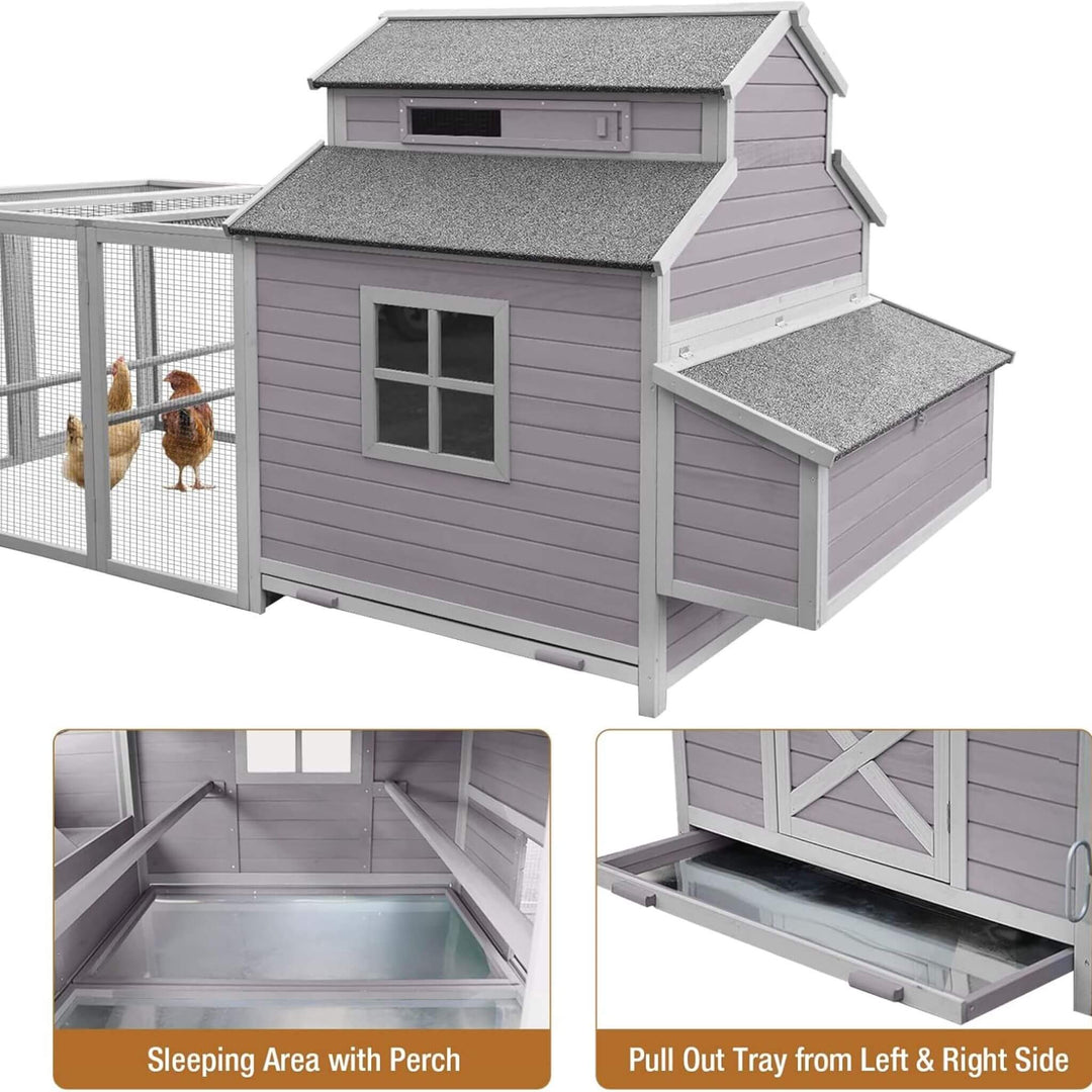 Large 115-Inch Portable Chicken Coop With Run And Nesting Boxes [8-10 Chickens]