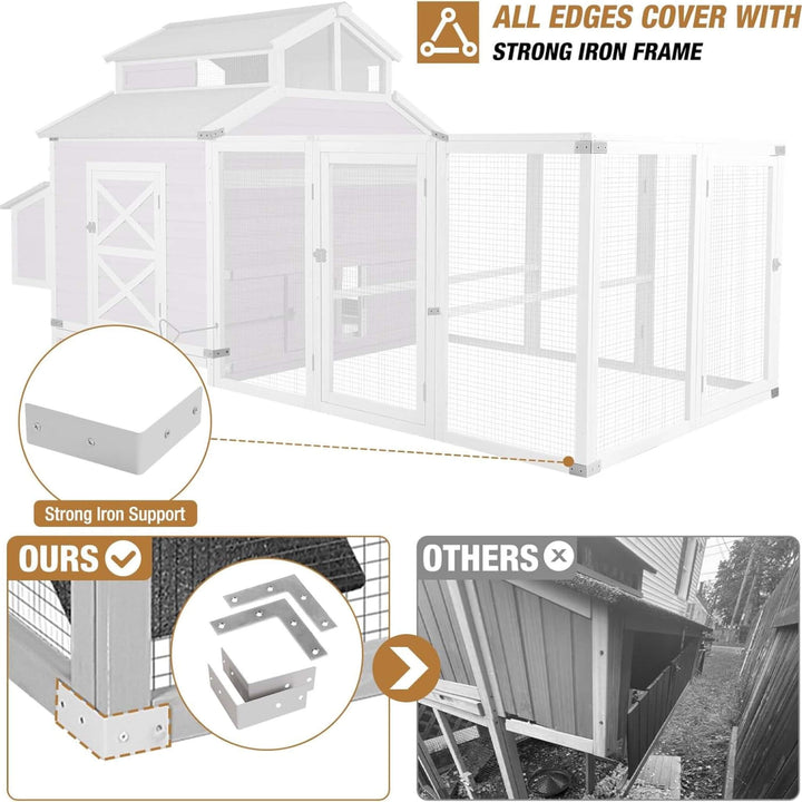 Large 115-Inch Portable Chicken Coop With Run And Nesting Boxes [8-10 Chickens]