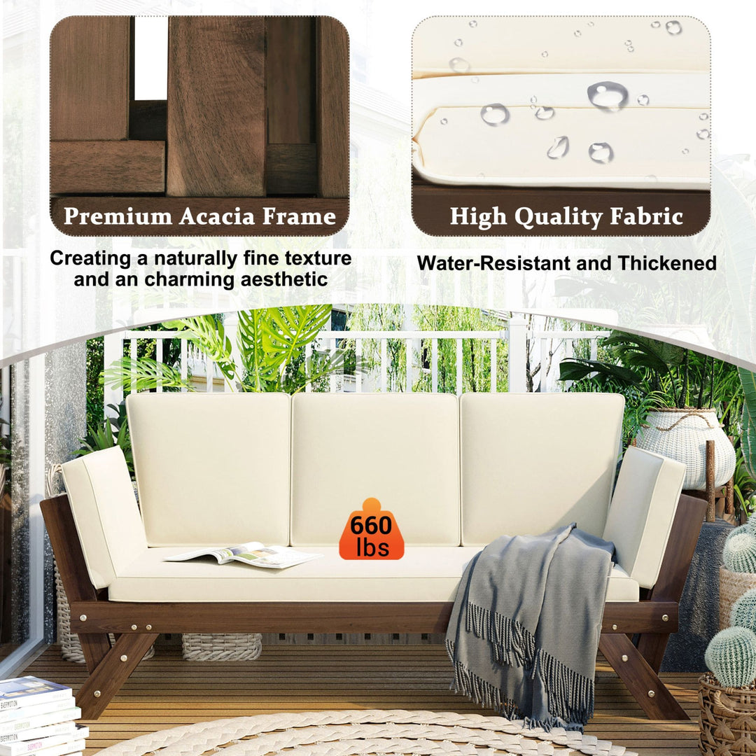 Alora Outdoor Adjustable Wooden Patio Daybed Sofa With Cushions (SAK41345)