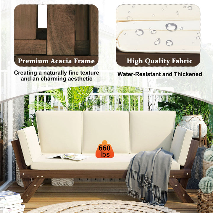 Alora Outdoor Adjustable Wooden Patio Daybed Sofa With Cushions (SAK41345)