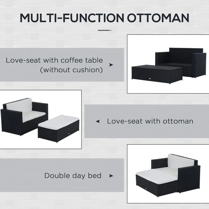 2 Piece Rattan Outdoor Patio Couch Set