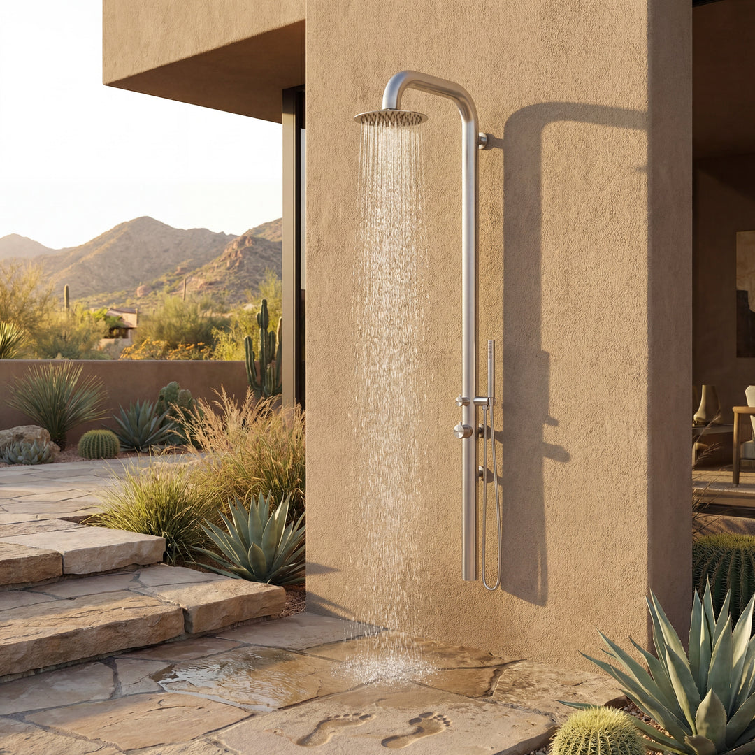 Summit Wall Mounted Outdoor Shower with Handheld